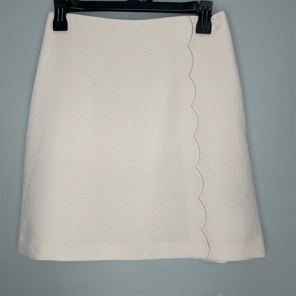 Club Monaco Scalloped Skirt 2 Womens Mini A-Line Preppy Cream Chic Versatile